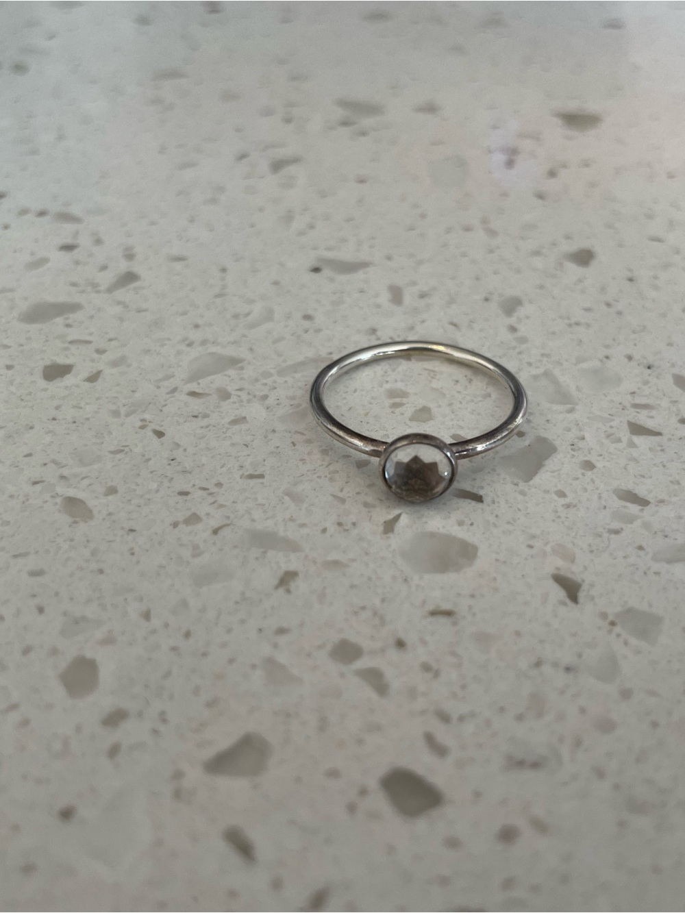 Pandora Silver Ring with Clear Faceted Stone